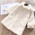 Kids Girls' Woolen Coat Long Sleeve White Yellow Pink Solid Color Button Spring Fall Active School 7-13 Years