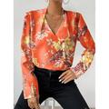 Women's Shirt Blouse Floral Casual Holiday Button Print Yellow Long Sleeve Fashion V Neck Spring Fall