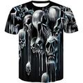 Men's T shirt Tee Halloween Shirt Graphic Skull 3D Round Neck Black Blue Light Grey Dark Gray Gray 3D Print Plus Size Casual Daily Short Sleeve Print Clothing Apparel