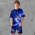 Boys 3D Graphic Animal Dragon T-shirt Shorts T-shirtSet Clothing Set Short Sleeve 3D prints Summer Spring Active Sports Fashion Polyester Kids 3-13 Years Outdoor Street Vacation Regular Fit