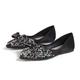 Women's Wedding Shoes Bling Bling Shoes Dress Shoes Plus Size Wedding Party Daily Solid Color Wedding Flats Bridal Shoes Bridesmaid Shoes Rhinestone Bowknot Flat Heel Pointed Toe Classic Casual