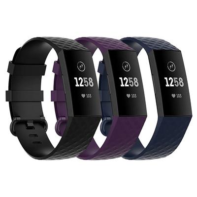 3 Pack Watch Band for Fitbit Charge 4 / Charge 3 / Charge 3 SE Silicone Replacement Strap Soft Elastic Breathable Sport Band Wristband
