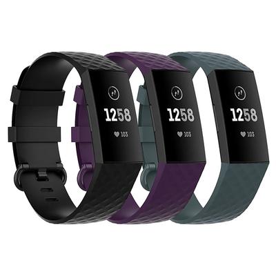 3 Pack Watch Band for Fitbit Charge 4 / Charge 3 / Charge 3 SE Silicone Replacement Strap Soft Elastic Breathable Sport Band Wristband