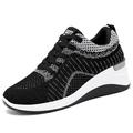 Women's Sneakers Pink Shoes Height Increasing Shoes Flyknit Shoes Outdoor Daily Color Block Summer Hidden Heel Round Toe Sporty Casual Minimalism Running Walking Tissage Volant Lace-up Black Pink Grey