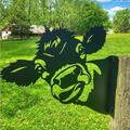 Animals Metal Garden Art Decor, Funny Peeping Cow Metal Wall Sculptures Weatherproof Wrought Iron Art Cow Sign Outdoor Garden Farmhouse Decor Cow Wall Decor