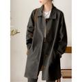 Women's Trench Coat Single Breasted Lapel Overcoat Fall Windproof Warm Jacket Streetwear Outerwear Long Sleeve Winter Jacket Black M