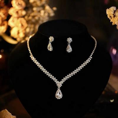 Bridal Jewelry Sets 1 set Alloy 1 Necklace Earrings Women's Fashion Simple Luxury Briolette Drop Geometric Jewelry Set For Wedding Anniversary Party Evening
