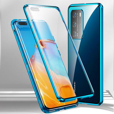 Double sided Glass Magnetic Case for Huawei P50 P40 P30 Lite Pro Clear 360 Protection Mobile Phone Case Metal Magnet Adsorption Protective Case for Huawei Mate 40 30 20 Pro