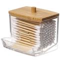 1pc 7 Oz Cotton Swab Pads Holder - Organize And Store Cotton Buds In Style With Wood Lids - Perfect For Bathroom And Apothecary Jars