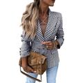 Women's Blazer Fall Formal Button Houndstooth Winnter Windproof Streetwear Regular Fit Outerwear Long Sleeve Yellow S