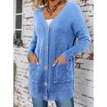 Women's Christmas Cardigan Sweater V Neck Cable Knit Polyester Button Pocket Fall Winter Long Outdoor Xmas Daily Going out Stylish Casual Soft Long Sleeve Solid Color Black Red Blue S M L