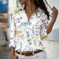 Women's Shirt Blouse Black White Purple Graphic Floral Button Print Long Sleeve Holiday Streetwear Elegant Casual Shirt Collar Regular Floral S