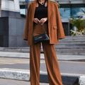 Women's Blazer Suits Fall 2 Pcs Blazer Pant Fashion Party Formal Casual Jacket Office Street Wear Outerwear Long Sleeve Fall Black S