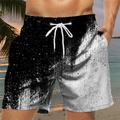 Men's Board Shorts Swim Shorts Swim Trunks Drawstring with Mesh lining Elastic Waist Graphic Prints Quick Dry Short Casual Daily Holiday Hawaiian Boho Black Navy Blue Micro-elastic