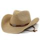 Men's Unisex Straw Hat Sun Hat Panama Hat Fedora Trilby Hat Black White Fashion Outdoor