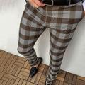 Men's Trousers Chinos Jogger Pants Plaid Dress Pants Side Pockets Plaid Checkered Lattice Stretch Soft Business Daily Fashion Streetwear Black White Stretchy