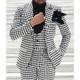 Black White Men's Tweed Houndstooth Wedding Suits Plaid Checkered Thick 3 Piece Fashion Business Formal Tailored Fit Single Breasted One-button JacketVestPants