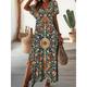 Women's A Line Dress Summer Dress Print Dress Floral Ditsy Floral Split Print V Neck Maxi long Dress Daily Vacation Short Sleeve Summer Spring