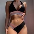 Women's Swimwear Bikini 2 Piece Normal Swimsuit Quick Dry Push Up Pure Color Scoop Neck Sporty Sexy Bathing Suits