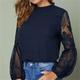 Women's Boho Shirt Blouse Solid / Plain Color Party Daily Going out Embroidery Lantern Sleeve Black Classic Lace Sweet Spring Fall Fall Winter