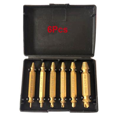 6pcs Damaged Screw Extractor Set Double Head Screw Remover Tools for Easy Out Bolt Extractor Broken Head Screw Removers - High Speed Steel