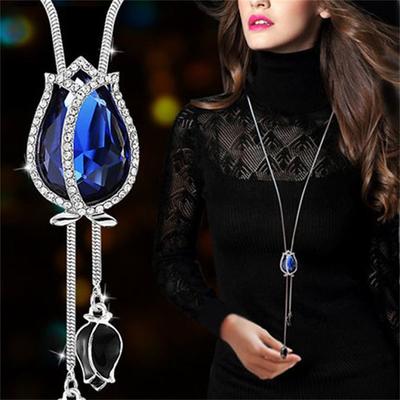 Korean Version Of Autumn And Winter Crystal Sweater Chain Necklace Wholesale High-end Women's Long Chain Versatile Tassel Pearl Pendant With Accessories