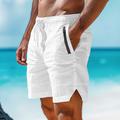 Men's Shorts Linen Shorts Summer Shorts Beach Shorts Pocket Drawstring Elastic Waist Plain Comfort Breathable Short Casual Daily Holiday Linen Cotton Blend Fashion Classic Style White Blue