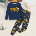 Boys 3D Cartoon Pajama Set Long Sleeve 3D Print Fall Winter Active Fashion Daily Polyester Kids 3-12 Years Crew Neck Daily Indoor Regular Fit