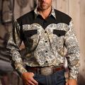 Floral Vintage western style Men's Shirt Western Shirt Outdoor Street Casual Daily Fall Winter Turndown Long Sleeve Black khaki S M L Shirt