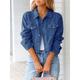 Women's Denim Jacket Outdoor Button Plain Breathable Fashion Regular Fit Outerwear Long Sleeve Fall Light Blue S