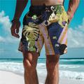 Leaf Tropical Men's Resort 3D Printed Board Shorts Swim Trunks Elastic Drawstring with Built-in Mesh Lining Comfort Breathable Classic Stretch Short Aloha Hawaiian Style Holiday Beach S TO 3XL