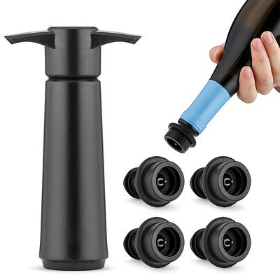Wine Saver Vacuum Pump with 4 Wine Stoppers Preserver Air Pump Wine Sealer Corks for Red Wine Bottle Wine Rubber Barware Vacuum Stoppers and Preserver Reusable Bottle Sealer Keeps Wine Fresh