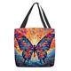 Women's Tote Shoulder Bag Canvas Tote Bag Colorful Butterfly Glass Oil Painting Style Polyester Outdoor Shopping Daily Print Large Capacity Foldable Lightweight Green