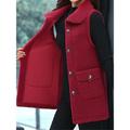 Women's Teddy Vest Long Teddy Coat Fall Sherpa Jacket Fleece Warm Zipper Vest with Pockets Winter Long Coat Windproof Warm Modern Style Sleeveless Plain Pink Red Khaki