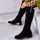 Women's Boots Suede Shoes Plus Size Daily Solid Color Knee High Boots Winter Flat Heel Round Toe Casual Comfort Faux Suede Black Brown Khaki