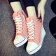 Women's Sneakers Boots Canvas Shoes Snow Boots Canvas Shoes Platform Sneakers Outdoor Daily Color Block Booties Ankle Boots Winter Wedge Heel Fashion Casual Preppy PU Lace-up Black White Pink