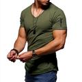 Men's Plus Size Big Tall T shirt Tee Tee V Neck Black White Dark Navy Short Sleeves Outdoor Going out Zipper Plain Clothing Apparel Polyester Stylish Basic Casual