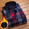 Men's Dress Shirt Button Up Shirt Flannel Shirt Collared Shirt Black-White Red Navy Blue Long Sleeve Tartan Turndown Winter Wedding Party Clothing Apparel Button-Down