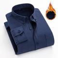 Men's Dress Shirt Button Down Shirt Collared Shirt Fleece Shirt Oxford Shirt White Pink Navy Blue Long Sleeve Graphic Prints Square Neck Winter Fall Winter Wedding Work Clothing Apparel