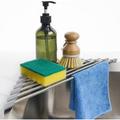 Roll Up Triangle Dish Drying Rack for Sink Corner Over the Sink Caddy Sponge Holder Foldable Stainless Steel Drainer