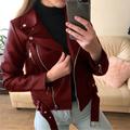 Women's Faux Leather Jacket Full Zip Motorcycle Jacket Moto Biker Coat Waterproof Streetwear Regular Fit Outerwear With Belt Long Sleeve Fall Black