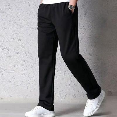 Men's Sweatpants Trousers Casual Pants Straight Leg Sweatpants Pocket Drawstring Elastic Waist Plain Comfort Sports Outdoor Casual Daily Fashion Streetwear Black Navy Blue Micro-elastic