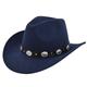 Western Cowgirl Cowboy Hat Jazz Fedora Cap Wide Brim Hats Belt Buckle Rhinestone Crown Decor For Party Musical Festival