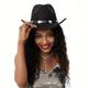 Western Cowgirl Cowboy Hat Jazz Fedora Cap Wide Brim Hats Belt Buckle Rhinestone Crown Decor For Party Musical Festival