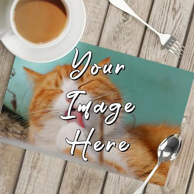 Personalized Tablemat Customized Placemats 1PC/2PCS/4PCS, Design Your Own Pattern Placemats for Dining Table,12x18inch Decorative Table Mats,Dining Table Decor