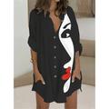 Women's T Shirt Dress Casual Dress Shift Dress Mini Dress Outdoor Daily Vacation Polyester Fashion Casual Stand Collar Button Pocket Long Sleeve Summer Spring Fall 2023 Regular Fit Black White Red