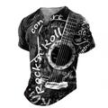 Rock N Roll Guitar Mens Graphic Shirt And 3D Red Summer Cotton Henley Tee Musical Instrument Clothing Apparel Print Daily Sports Short Sleeve Concert