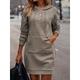 Women's Casual Dress Hoodie Dress Mini Dress Active Daily Outdoor Holiday Vacation V Neck Pocket Solid Color Loose Fit Black Brown Chocolate S M L XL XXL