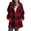 Women's Fleece Jacket Sherpa Jacket Teddy Coat Windproof Warm Home Christmas Daily Wear Vacation Zipper Pocket Zipper Hoodie Ordinary Plush Casual Daily Modern Plaid Regular Fit Outerwear Long Sleeve