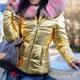 Women's Parka Waterproof Puffer Jacket Winter Thicken Heated Coat with Removable Fur Collar Fall Windproof Warm Casual Jacket with Pockets Long Sleeve Full Zip Black Silver Yellow